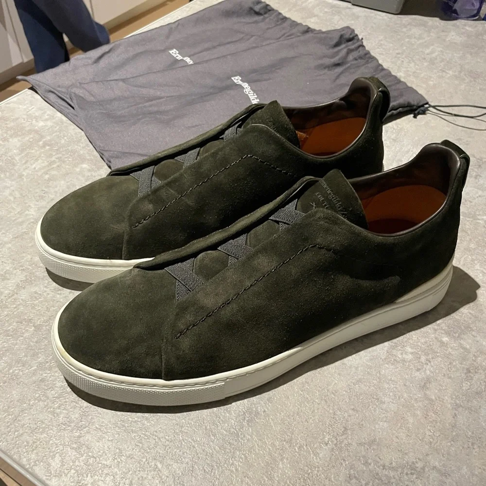 Ermenegildo Zegna | Shoes | Dark Military Green Suede Triple